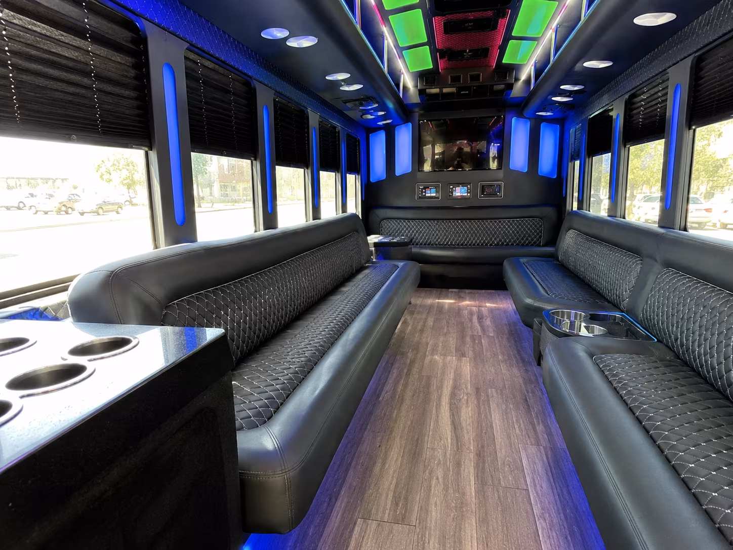round rock 15 passenger party bus inside
