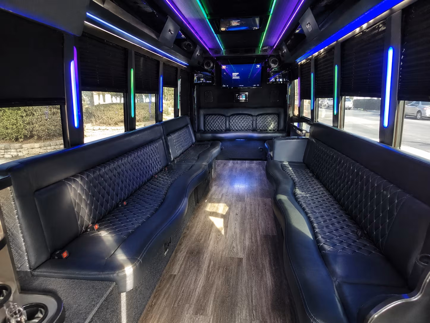 round rock 15 passenger party bus interior