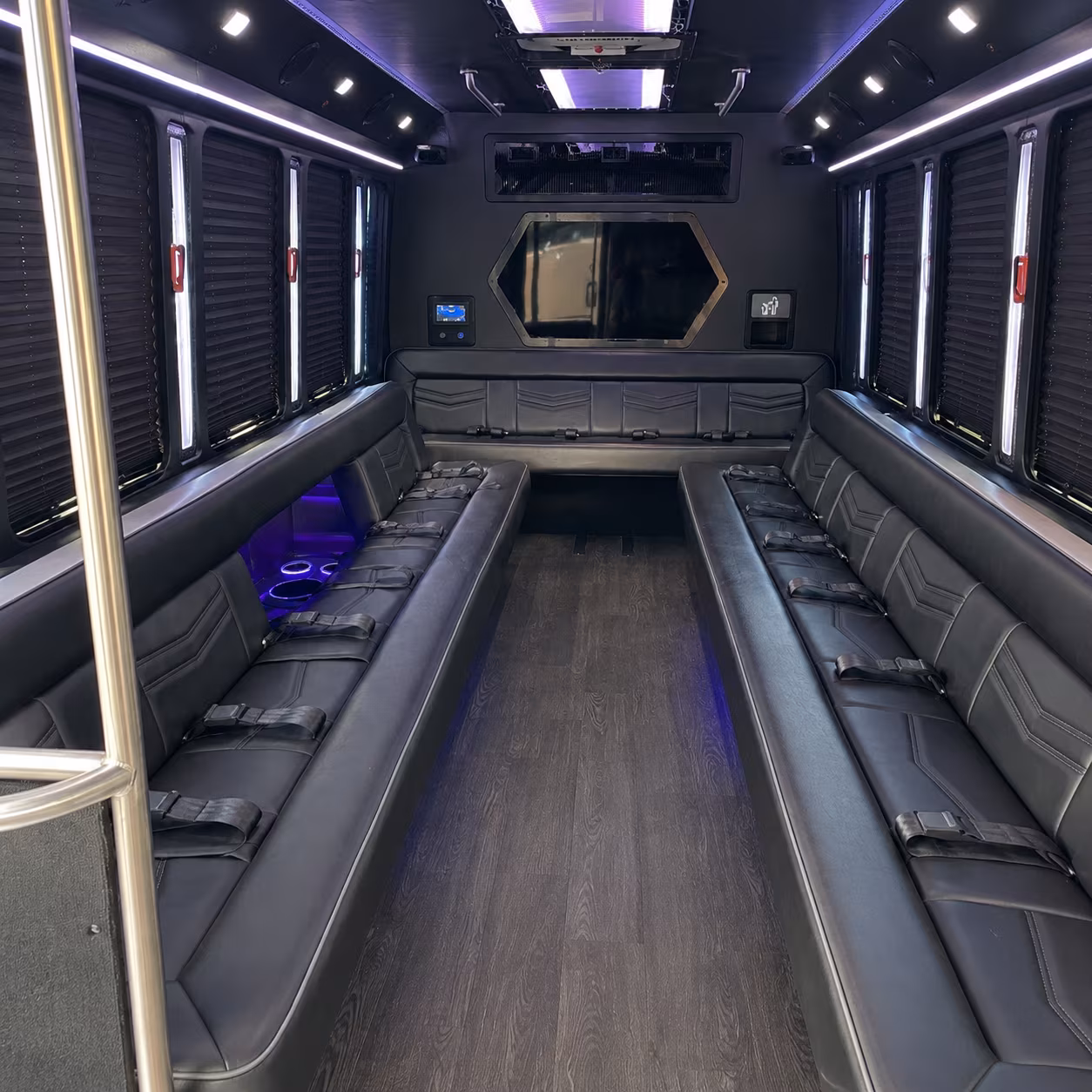 round rock 18 passenger party bus interior