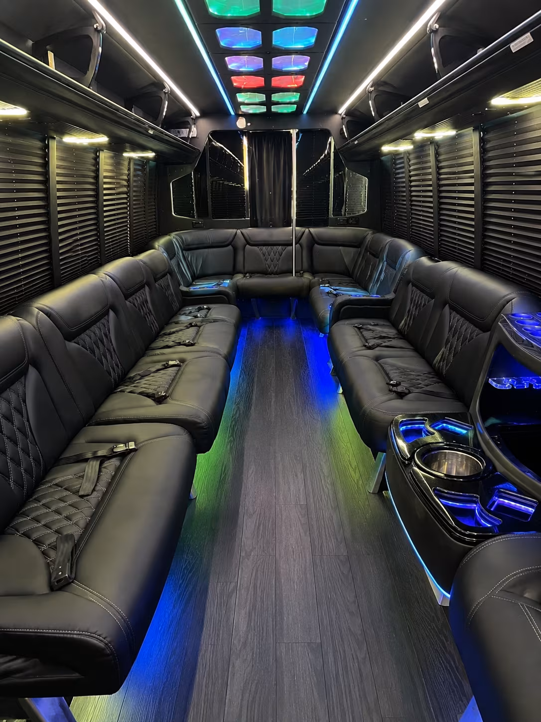 round rock 20 passenger party bus interior