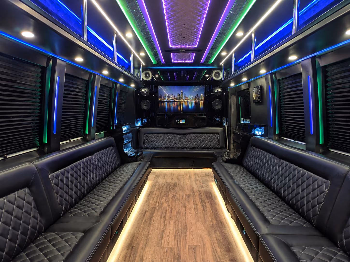 round rock 25 passenger party bus interior