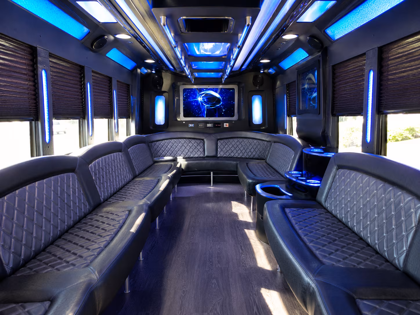 round rock 28 passenger party bus inside