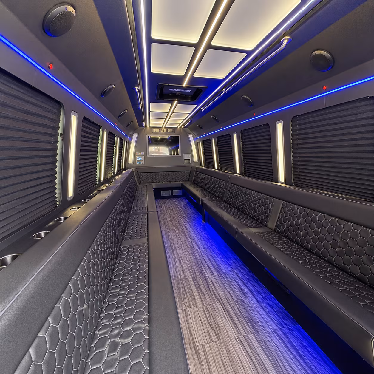 round rock 30 passenger party bus interior