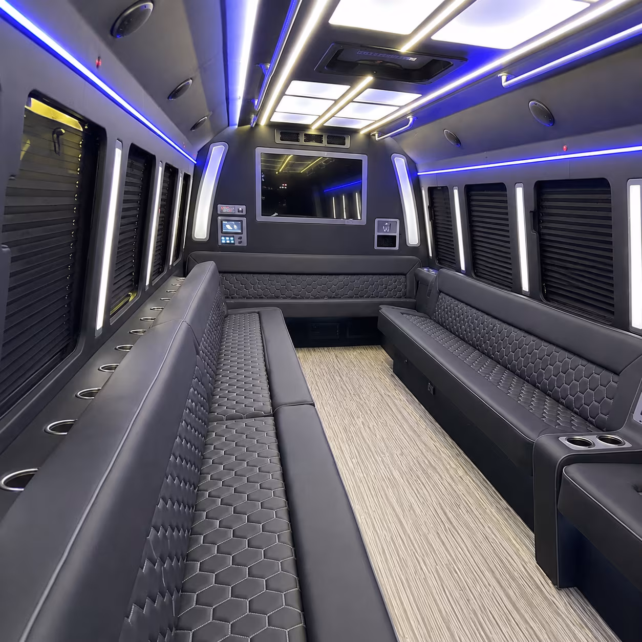 round rock 40 passenger party bus inside