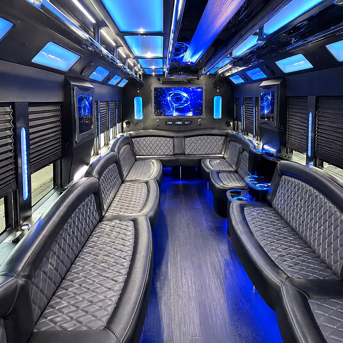 round rock 50 passenger party bus interior